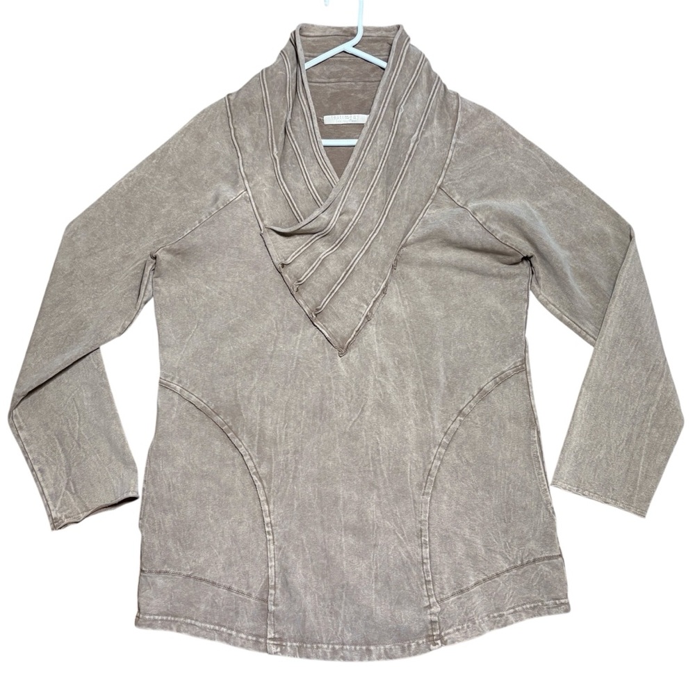 Testimony Los Angeles V-neck French Terry Tunic Top In Beige Sz L
